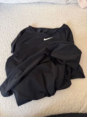 Nike Black Women's Long Sleeve Dri-FIT Top with White Swoosh